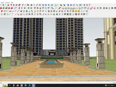 3D model of a city with lots of buildings 3D model