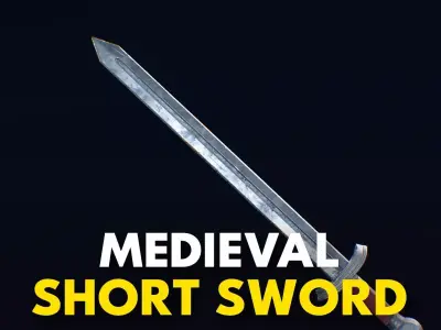 Medieval Weapon Short Sword -PBR- Game Ready Low-poly 3D model