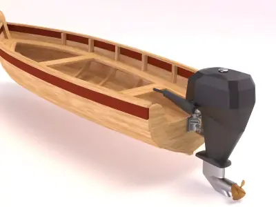 Fishing boat PBR Low-poly 3D model