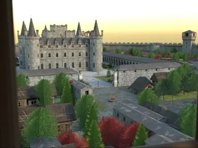 Medieval Central Castle Low-poly 3D model