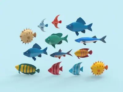 Fish Sea Collection 6 low poly Low-poly 3D model