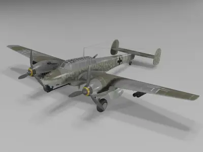 Messerschmitt Bf 110 G-2 Heavy Fighter Low-poly 3D model