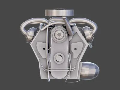 Low poly V8 engine Low-poly 3D model