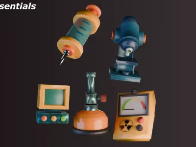 Stylized Lab Essentials pack Low-poly 3D model