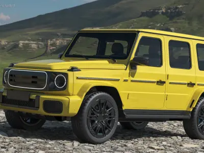 Yellow Luxury Electric Off Road SUV Simplified 3D model