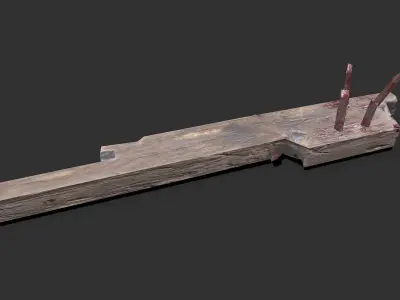 Nailed Plank Melee Weapon Low-poly PBR Free Free low-poly 3D model