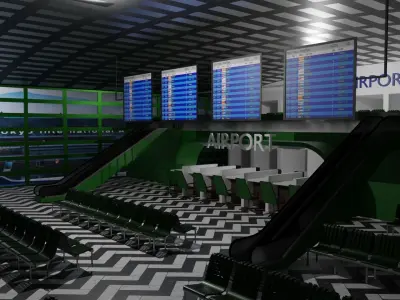Airport interior Low-poly 3D model