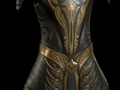 Mirkwood Elf Armour Dark Medieval Style Low-poly 3D model