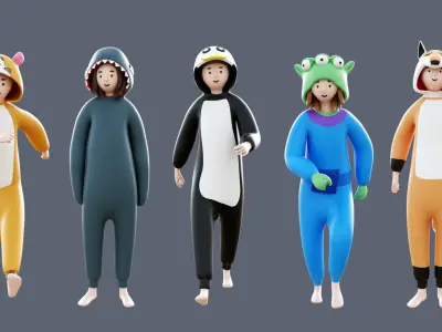 Kigurumi Characters Low-poly 3D model
