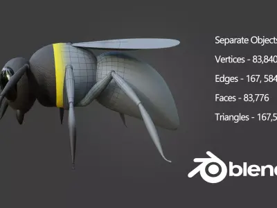 Honey Bee 3D Cartoon Animal Low-poly 3D model