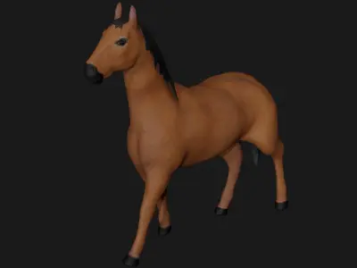 Brown Horse Stallion fully rigged low poly Low-poly 3D model