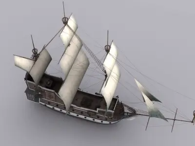 Galeon sailing ship Low-poly 3D model