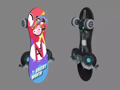 cartoon skateboard - aircraft Low-poly 3D model