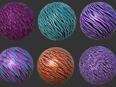30 Stylized Fur Texture Brushes and Noise Pack Low-poly 3D model