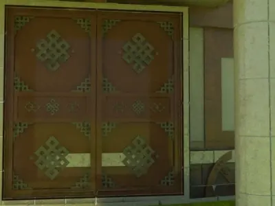 yurta round building in middle of grassy field 3D model