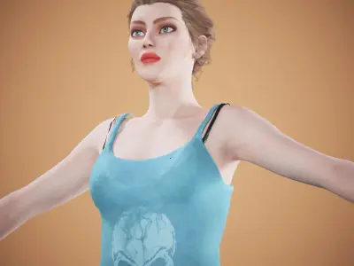 game rigged girl Low-poly 3D model