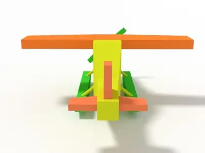 Low Poly Cartoon Hydroplane Toy Low-poly 3D model