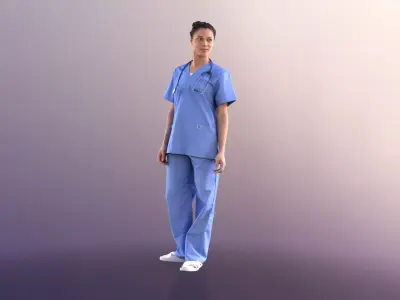 Diana 10896 Standing Nurse With Stethoscope Free low-poly 3D model