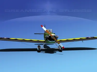 Flybaby old airplane flying in sky 3D model