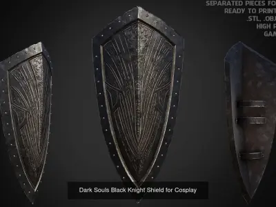 Dark Souls Black Knight Full Armor Halberd Shield for Cosplay 3D Model Collection