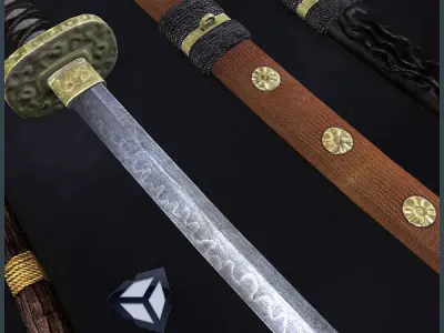 Samurai Weapons Low-poly 3D model