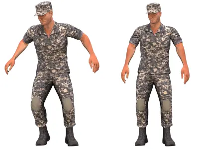 Military man jumping on the ground 3D model