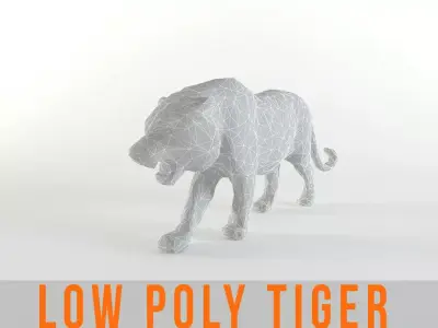 Tiger Low poly Mammal Wild Africa Lion Lowpoly  Low-poly 3D model
