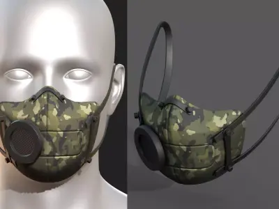 Gas mask protection futuristic protection safety  Low-poly 3D model