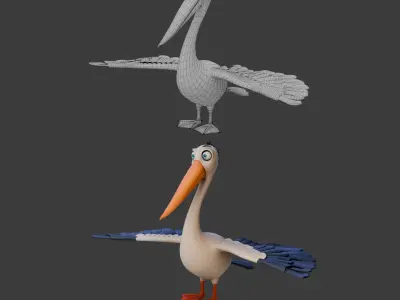 Pelican cartoon 3D model