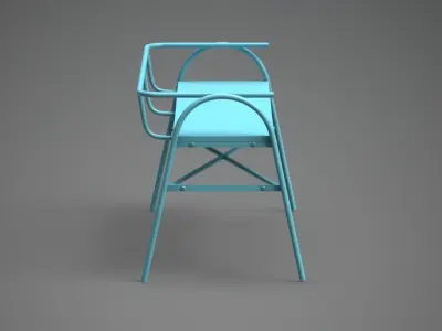Orpha Metal Settee blue finish Low-poly 3D model
