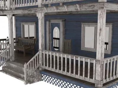 Wild West Hotel Low-poly 3D model