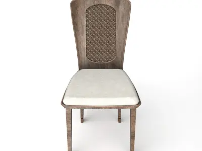 Chair Wood and Wicker  Free 3D model