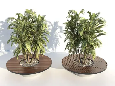 Bench with built-in planter 3D model