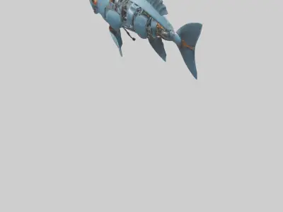 Robot version of a fish model Low-poly 3D model