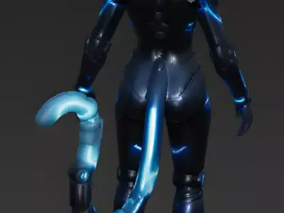 Realistic Future Neon Cat Android Skin 3D Model Low-poly 3D model