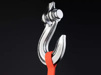 heavy duty winch crane or tow slip hook 3d model 3D model