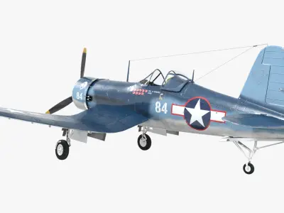 Chance Vought F4U Corsair - Whistling Death WW2 Warplane Low-poly 3D model