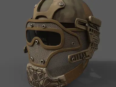 Helmet camo human military combat soldier protection  Low-poly 3D model