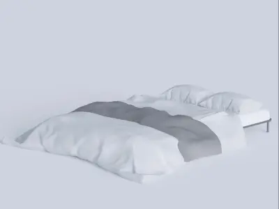 Square Double bed 120x200 cm Free 3D model