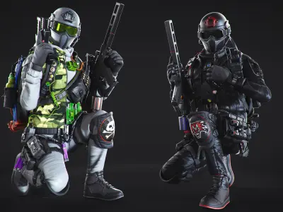 50 HQ Poses 3D models of soldiers 3D model