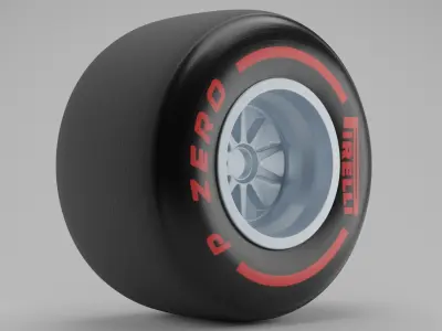 Formula One Slick Racing Tire with Rim  3D model