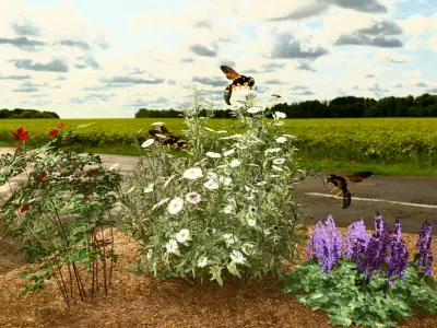 Stylized Wasp and Flowers 3D Pack Rigged Animated Game Ready Low-poly 3D model