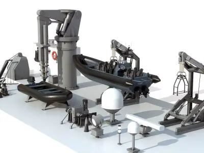 Military ship equipment asset Low-poly 3D model