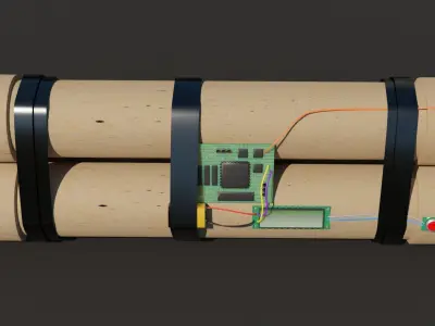 Bomb clock PipeBomb 3D Model Low Poly Free low-poly 3D model