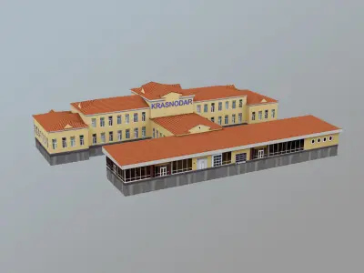Airport Terminal URKK Terminal International Low-poly 3D model