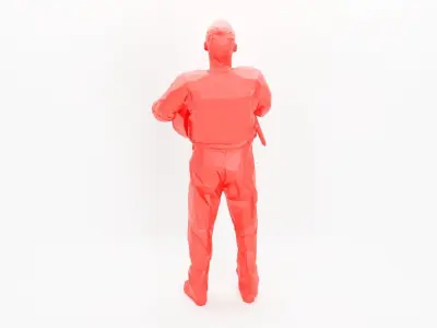 Police officer 001- low poly -3Dprintable 3D model