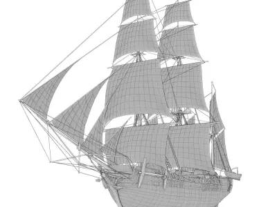 HMS Beagle 1831 - Charles Darwin Ship - LowPoly Low-poly 3D model