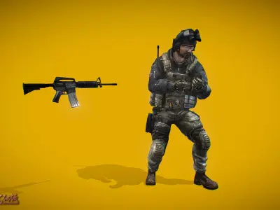 Battle Royale Soldier 2 Low-poly 3D model