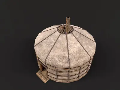 Traditional Yurt Nomads Tent with Interior 4 Low Poly PBR Low-poly 3D model