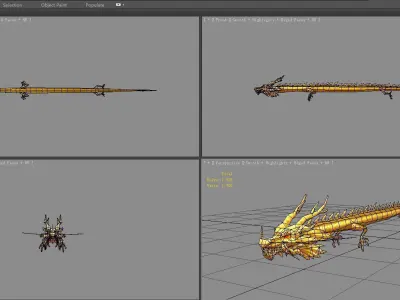 Cartoon Golden Dragon Low-poly 3D model